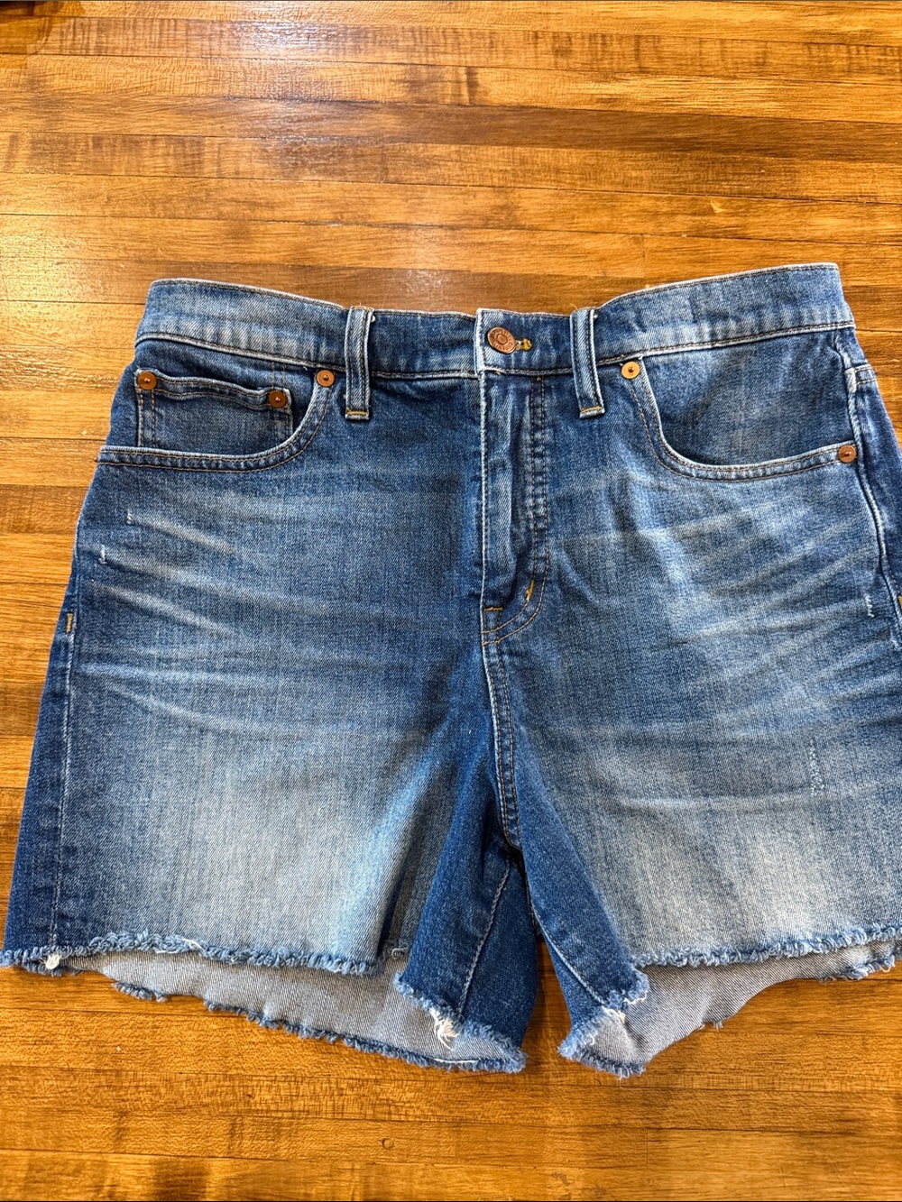 Madewell High-Rise Cut-Off Denim Jean Shorts Stretch Blue size 29” (z) - Picture 2 of 7